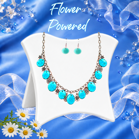 Flower Powered - Blue   Necklace