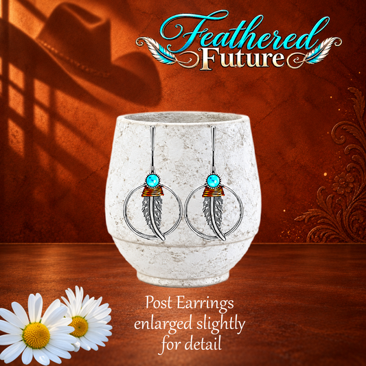 Feathered  Future - Blue Post Earrings