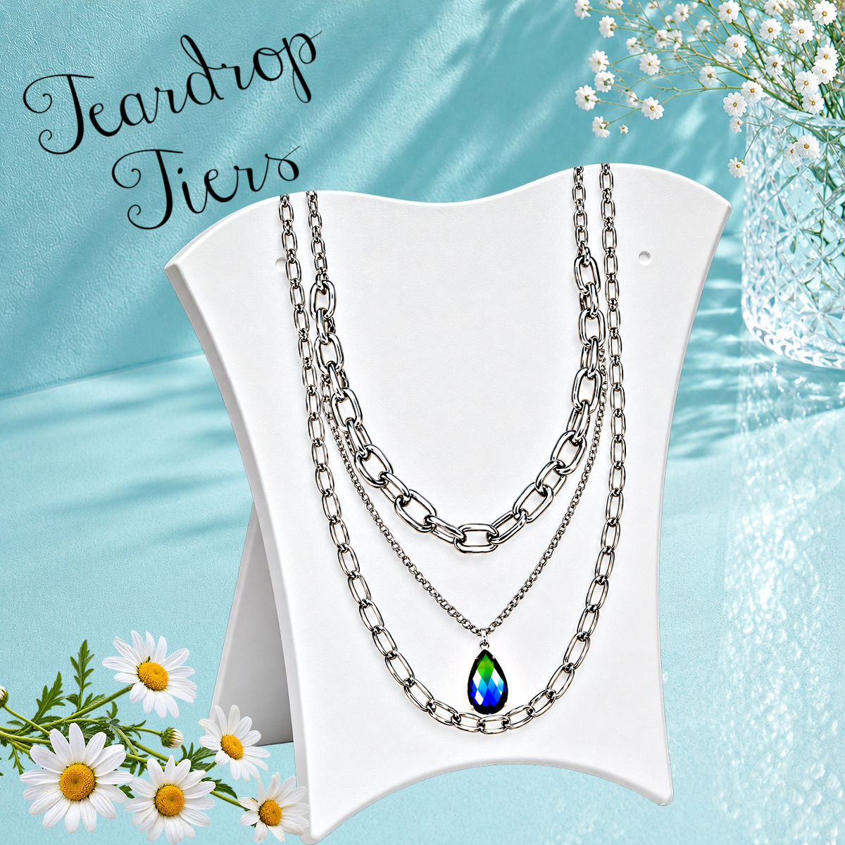 Teardrop Tiers - Blue/Green Necklace