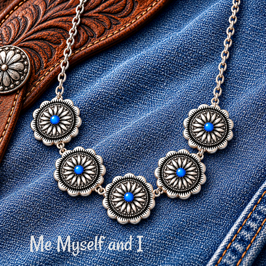 Me-dallions, Myself, and I - Blue  Necklace