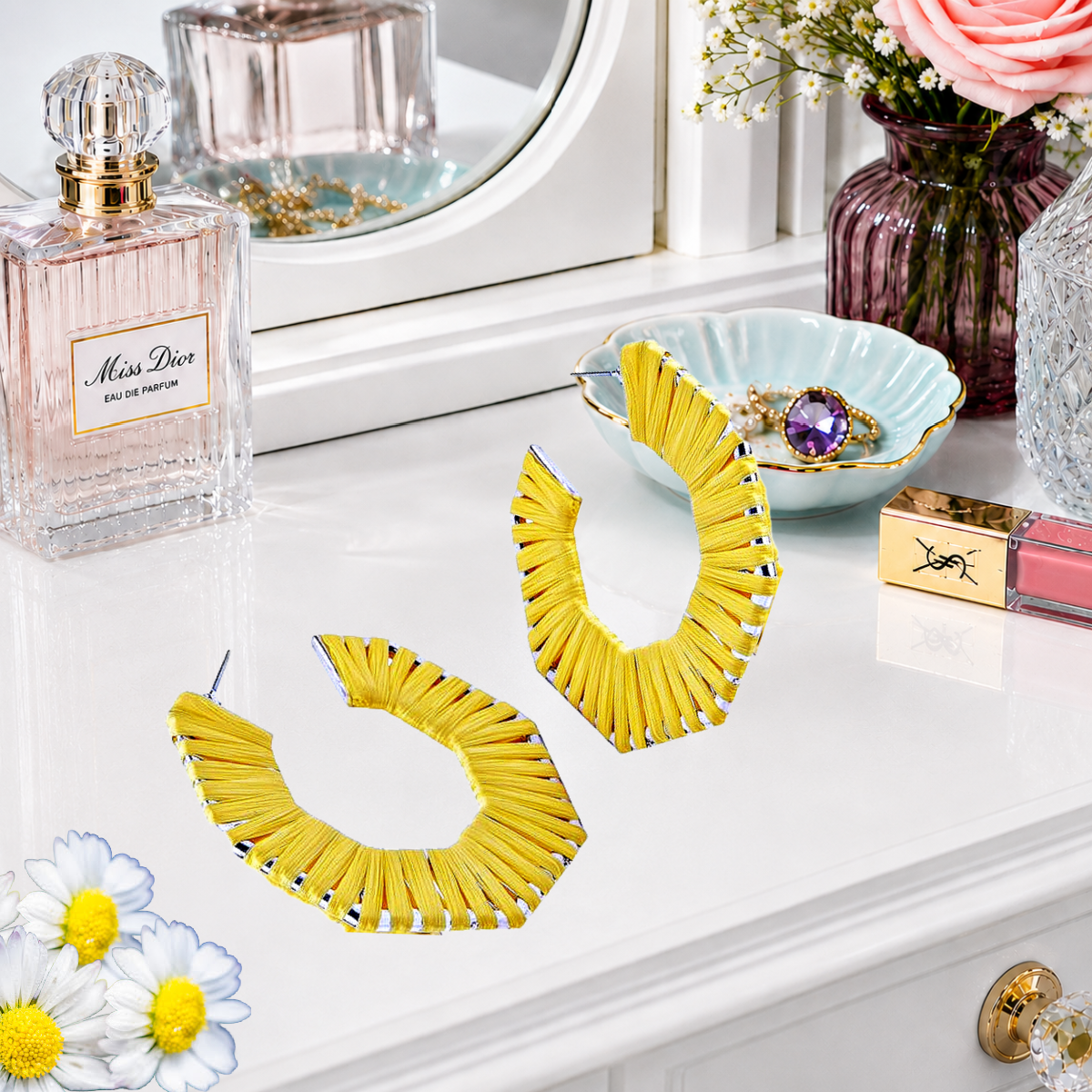 Fabulously Fiesta - Yellow ~ Paparazzi Hoop Earrings