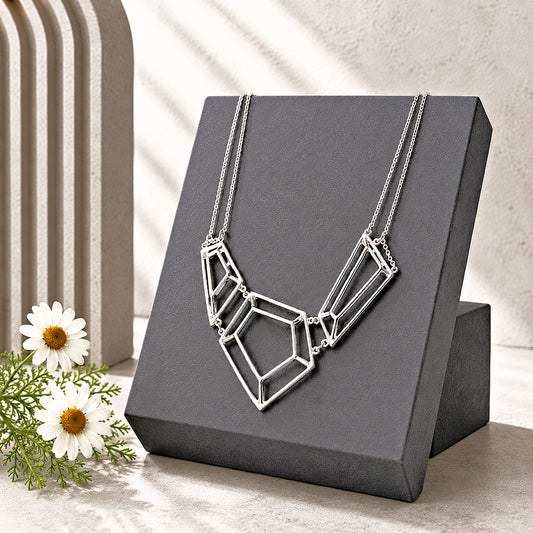3-D Drama - Silver Necklace