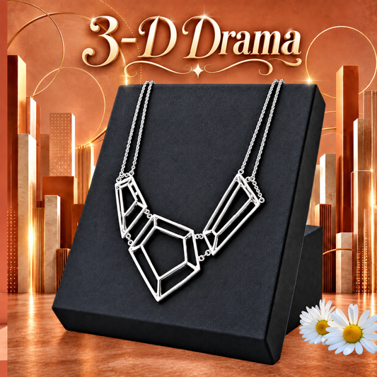 3-D Drama - Silver Necklace