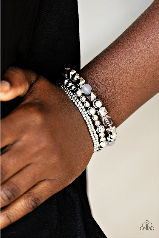 Babe-alicious - Silver  ~ Paparazzi Stretch Bracelet