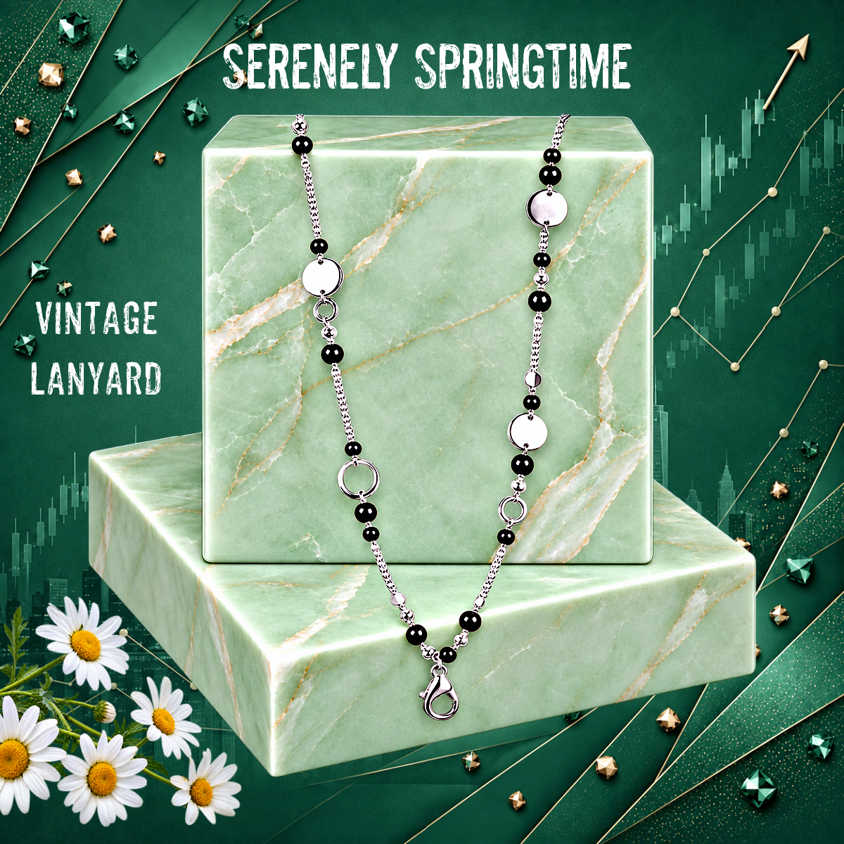 Serenely Springtime - Black Lanyard Necklace