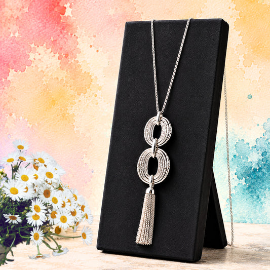Timelessly Tasseled - Silver  Necklace