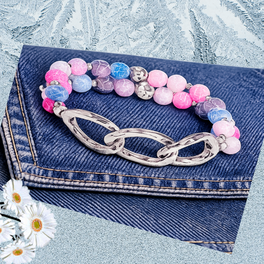 Hammered Haven - Pink Bracelet
