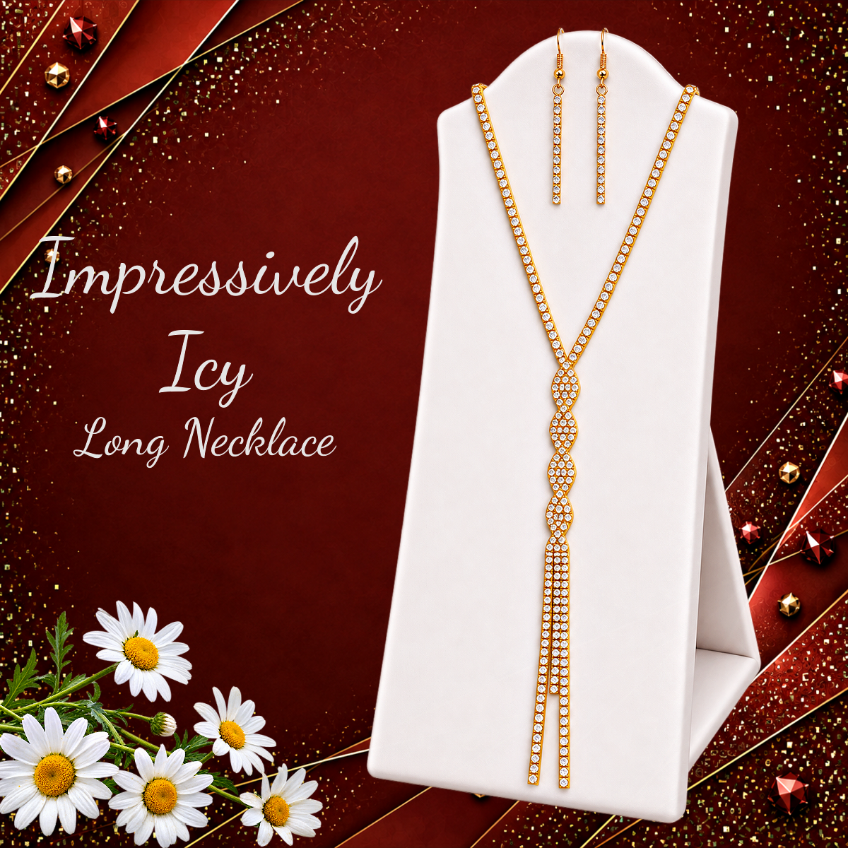 Impressively Icy - Gold Necklace