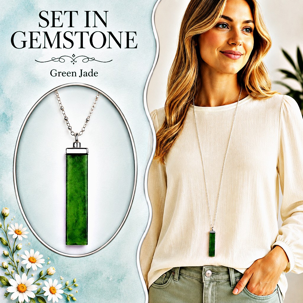 Set In GEMSTONE - Green  Necklace