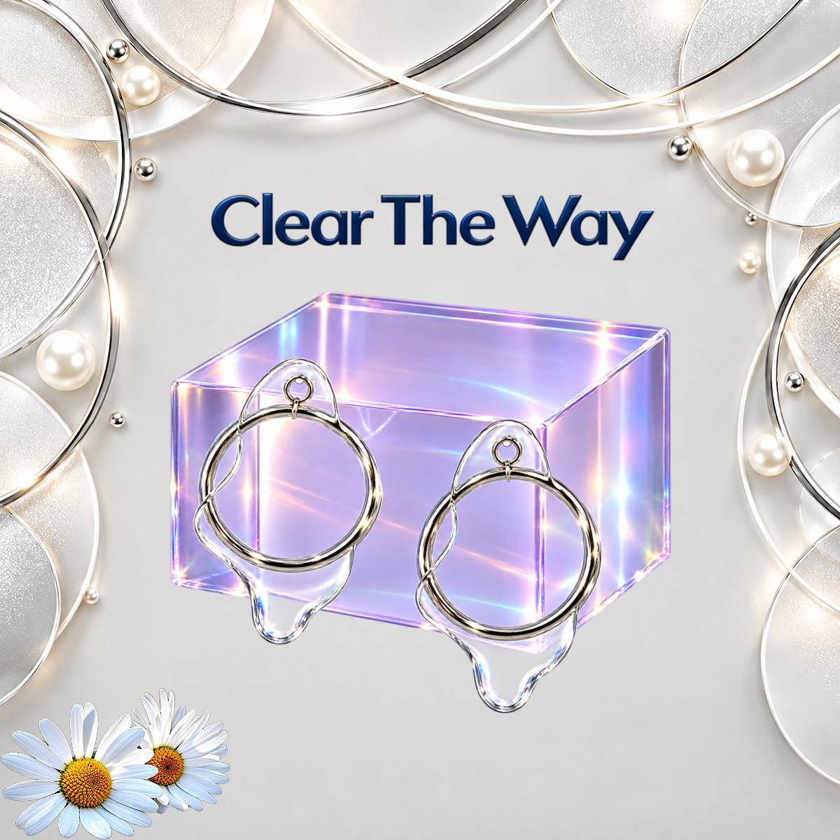 Clear The Way - White Post Earrings