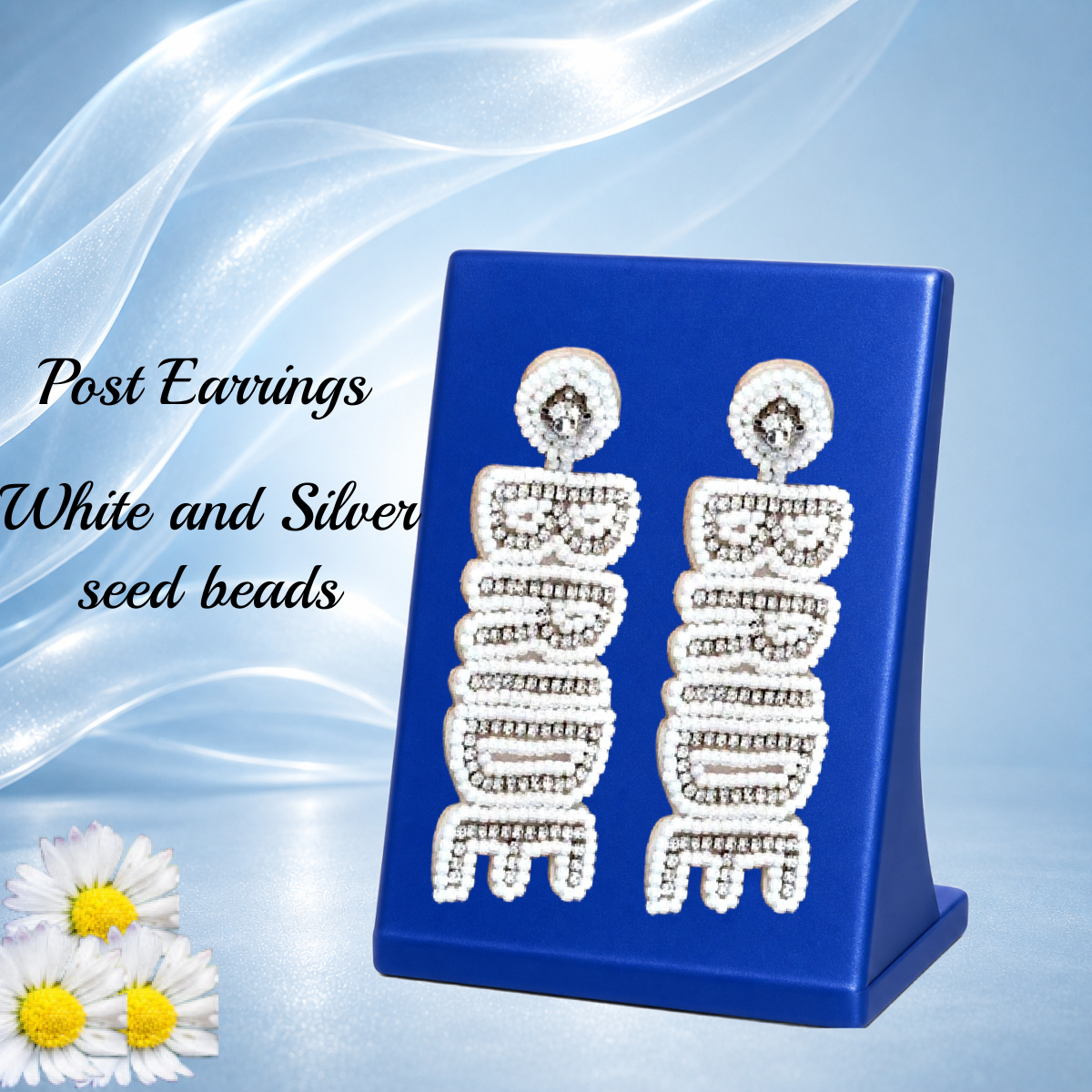 Bridal Beading - White Post Earrings