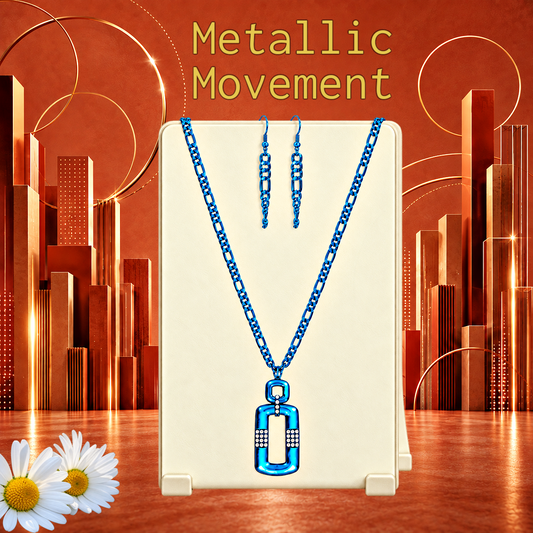 Metallic Movement" Blue Necklace