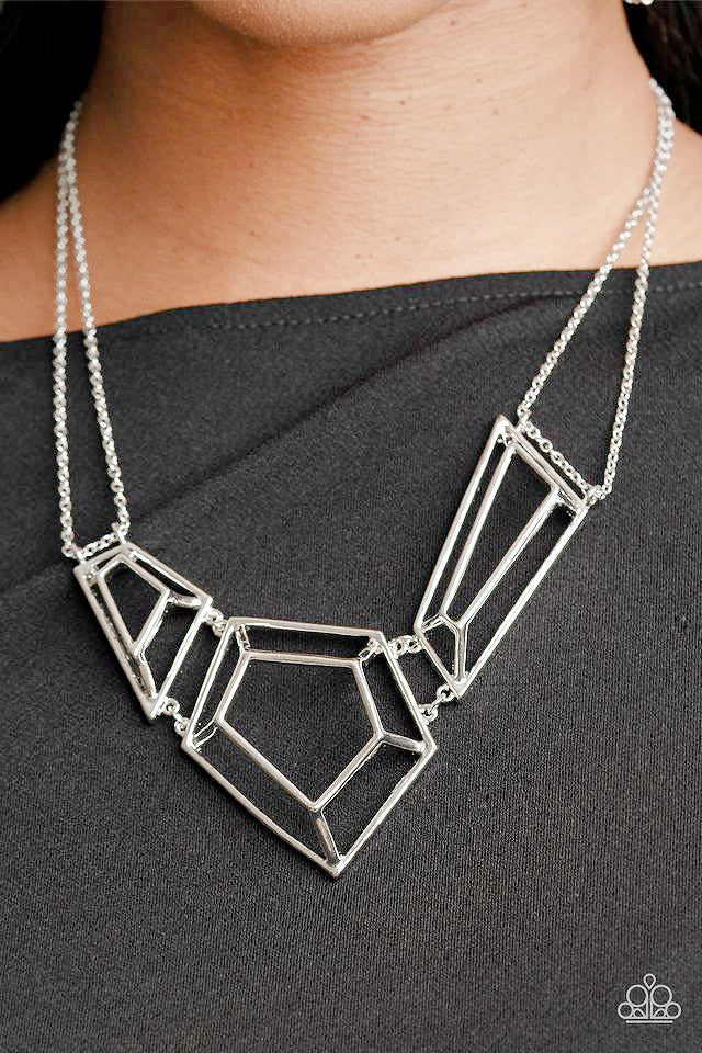 3-D Drama - Silver Necklace