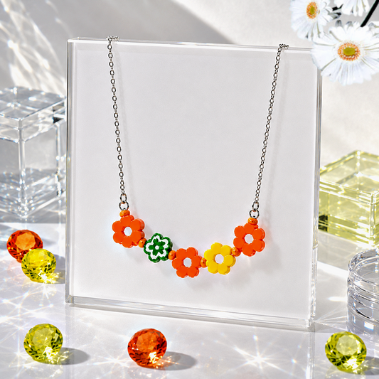 Bouquet We Go- Orange Necklace