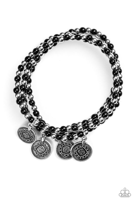 Gypsy Globetrotter  - Black  ~ Paparazzi Stretch Bracelet