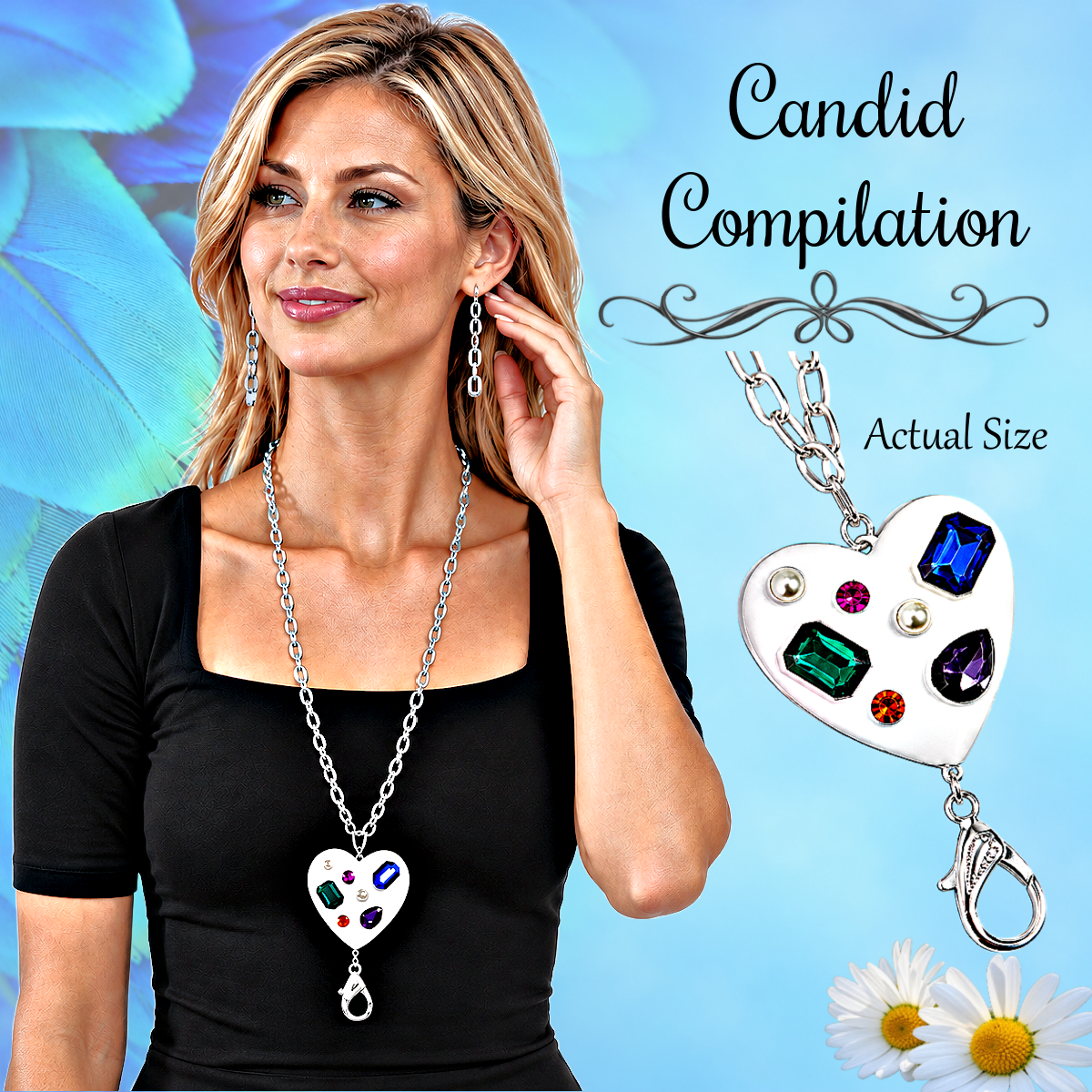 Candid Compilation- White  Lanyard  Necklace