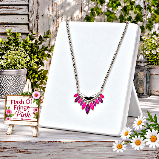 Flash Of Fringe - Pink  Necklace