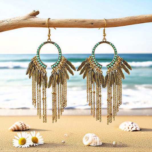 Free SPIRITED Fringe - Green Earrings