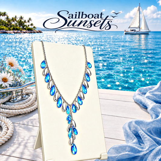 Sailboat Sunsets - Blue Necklace