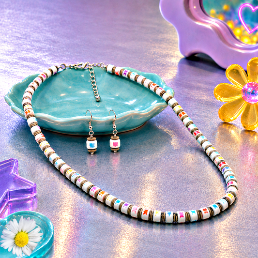 Gobstopper Glamour - White/ Multi Colored  Necklace