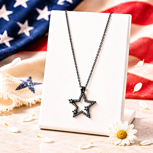 I Pledge Allegiance to the Sparkle - Black/Gunmetal Necklace