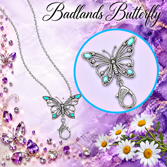 Badlands Butterfly - Blue  LANYARD Necklace