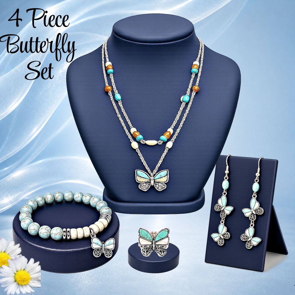 4 Piece Butterfly Set - Blue