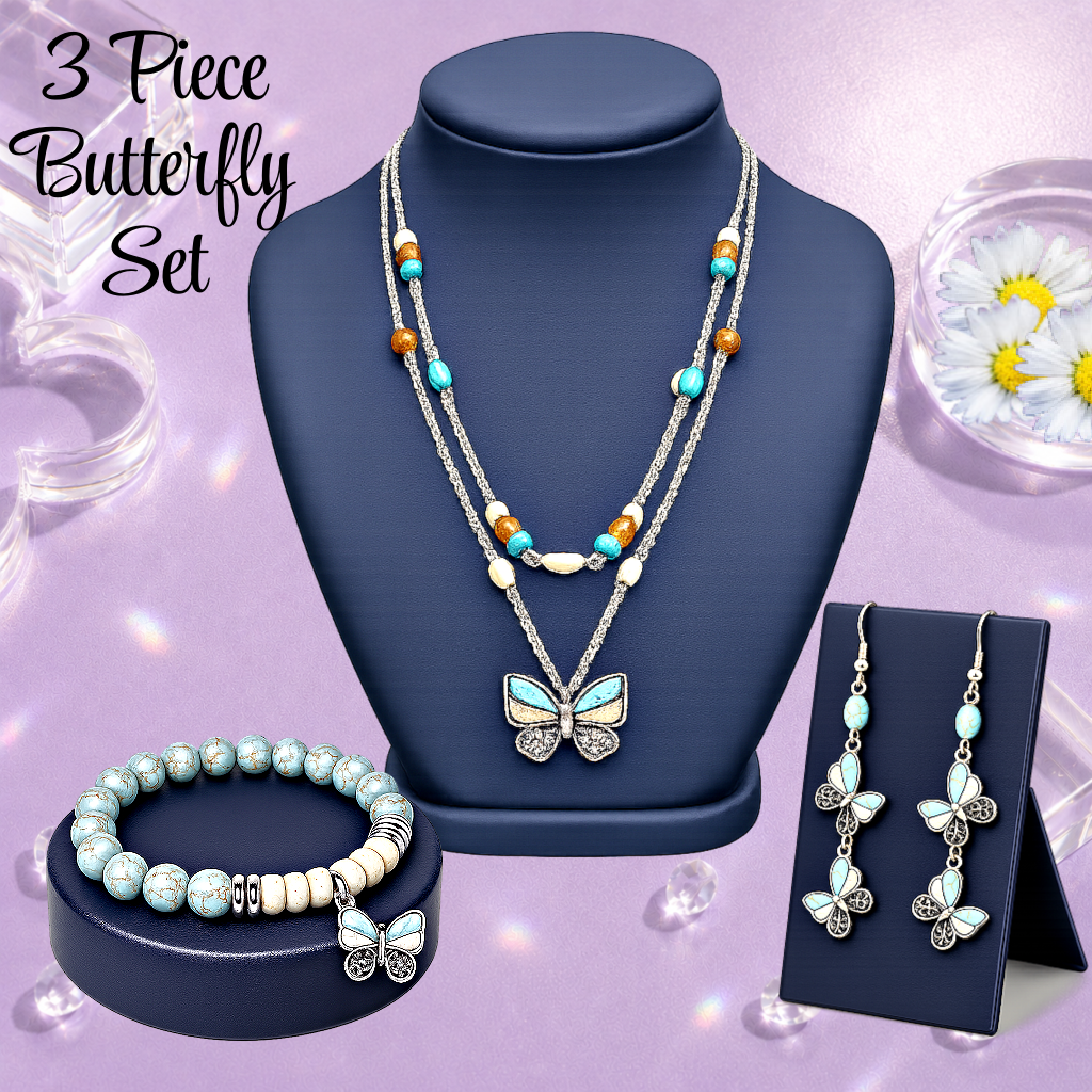 3 Piece Butterfly Set - Blue