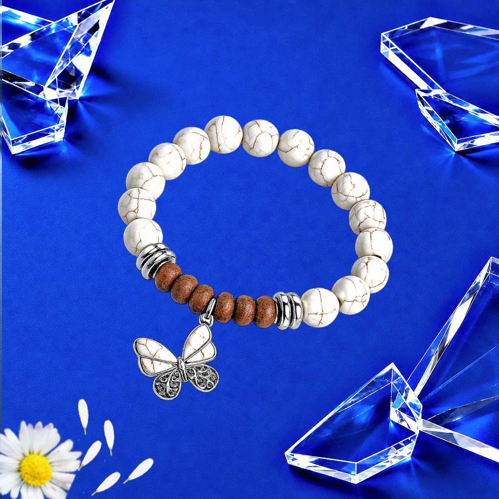Bold Butterfly - White  Bracelet