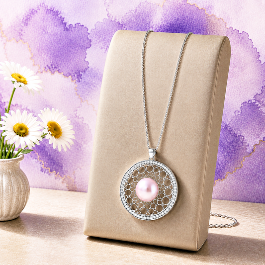 Wall Street Web - Pink  Necklace