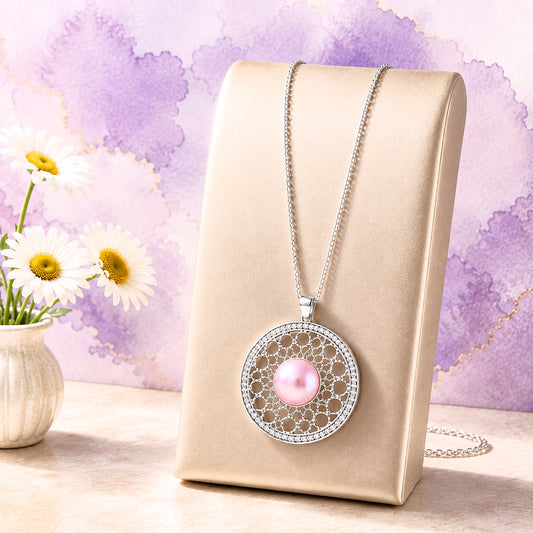 Wall Street Web - Pink  Necklace