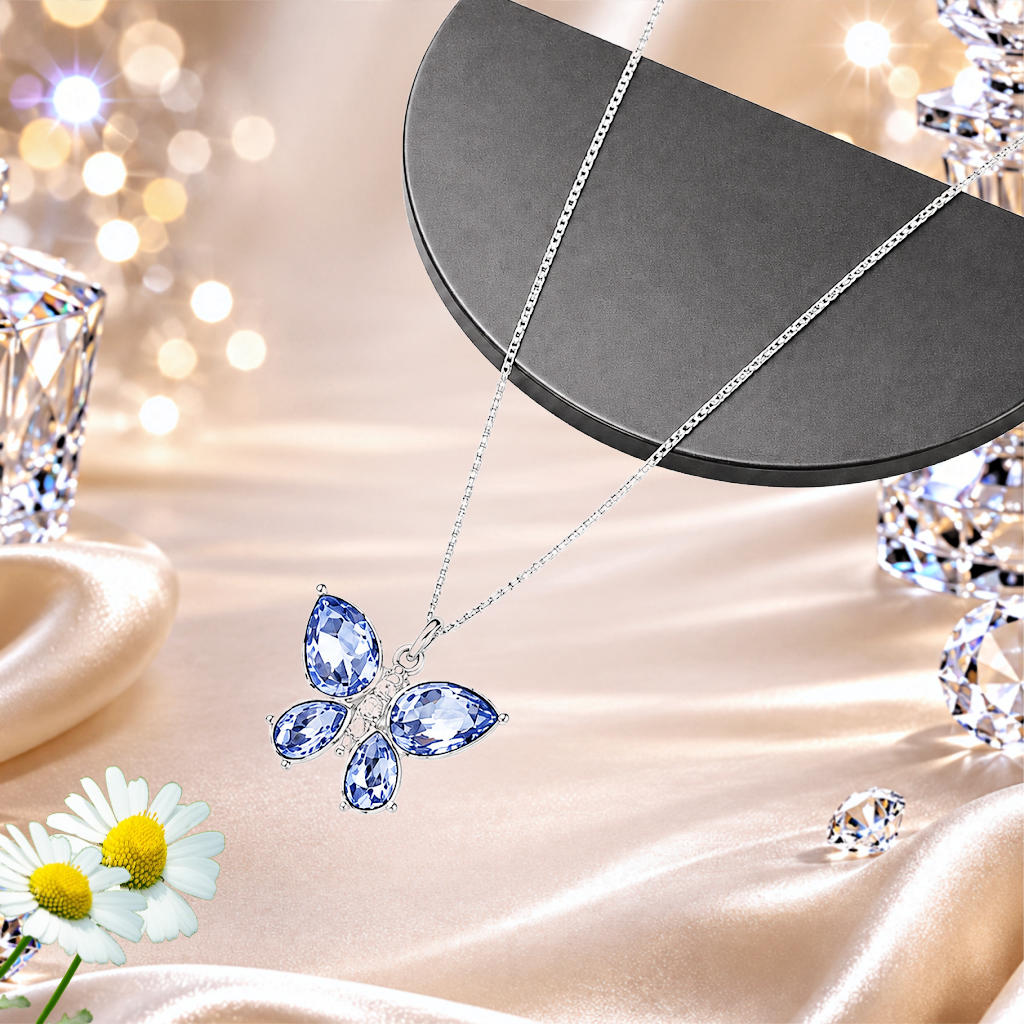 Free-Flying Flutter - Blue  Necklace