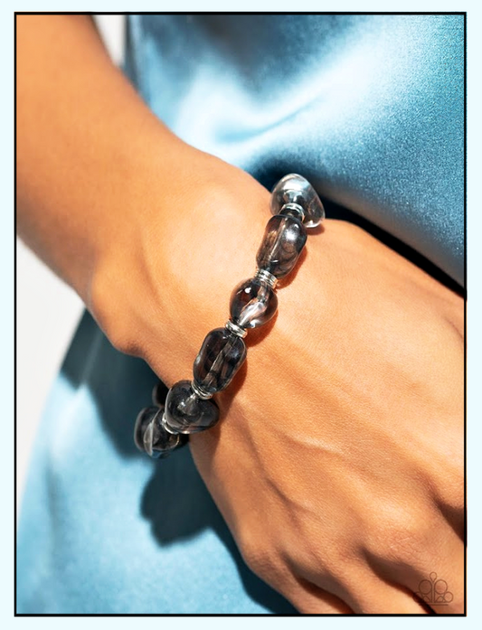 GLASSY Genre - Black  ~ Paparazzi Stretch Bracelet