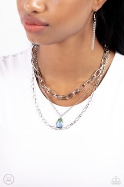 Teardrop Tiers - Blue/Green Necklace