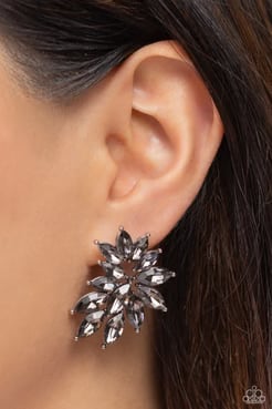 Fire Hazard - Silver Smokey Gem Post Earrings
