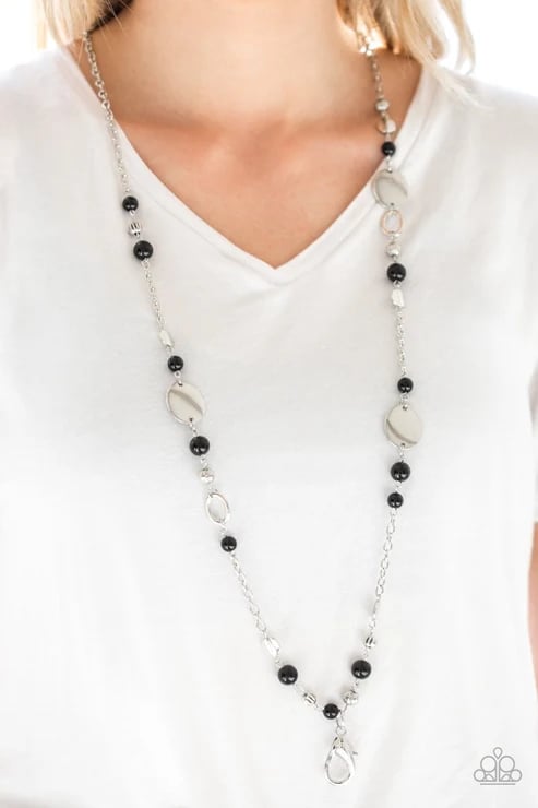 Serenely Springtime - Black Lanyard Necklace