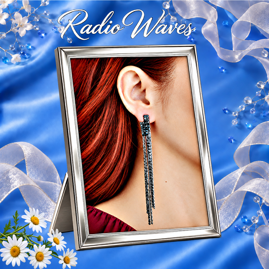 Radio Waves - Black Post Earrings