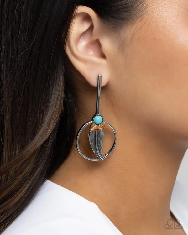 Feathered  Future - Blue Post Earrings