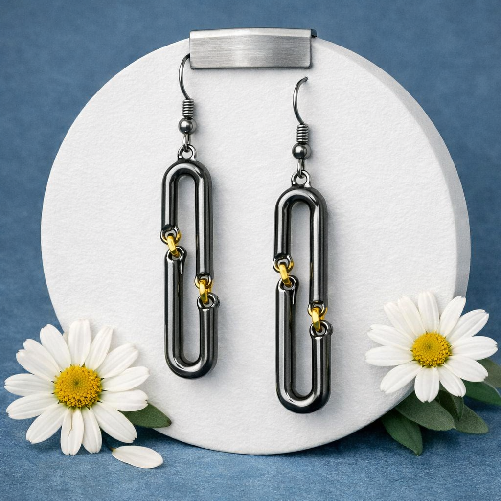 Linked and Synced - Black/Gunmetal  Earrings