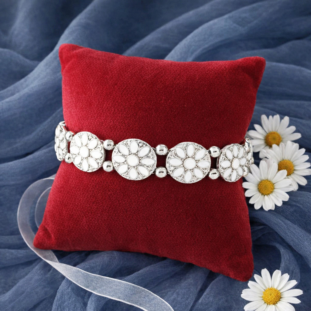 Dancing Dahlias - White  Bracelet