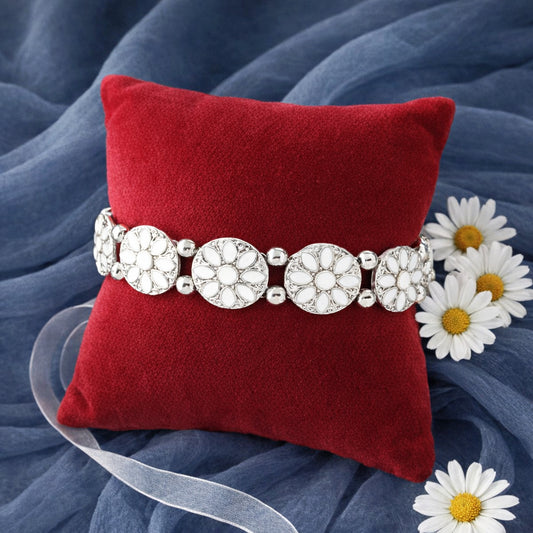 Dancing Dahlias - White  Bracelet