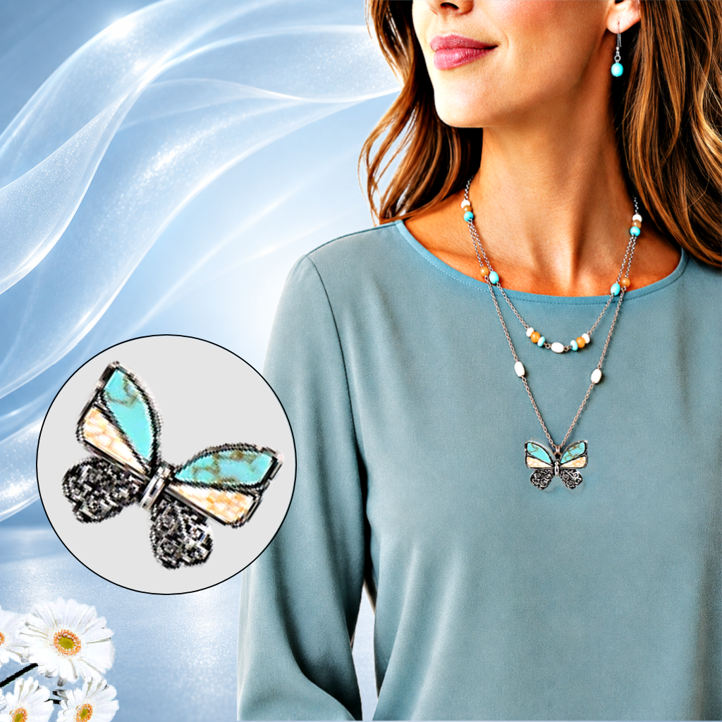 Free-Spirited Flutter - Blue  Necklace