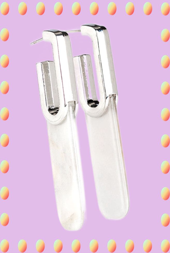 HAUTE Off The Press - Silver  ~ Paparazzi Hoop Earrings
