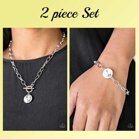 She Sparkles On - White  ~ Paparazzi 2 Piece Jewelry Set