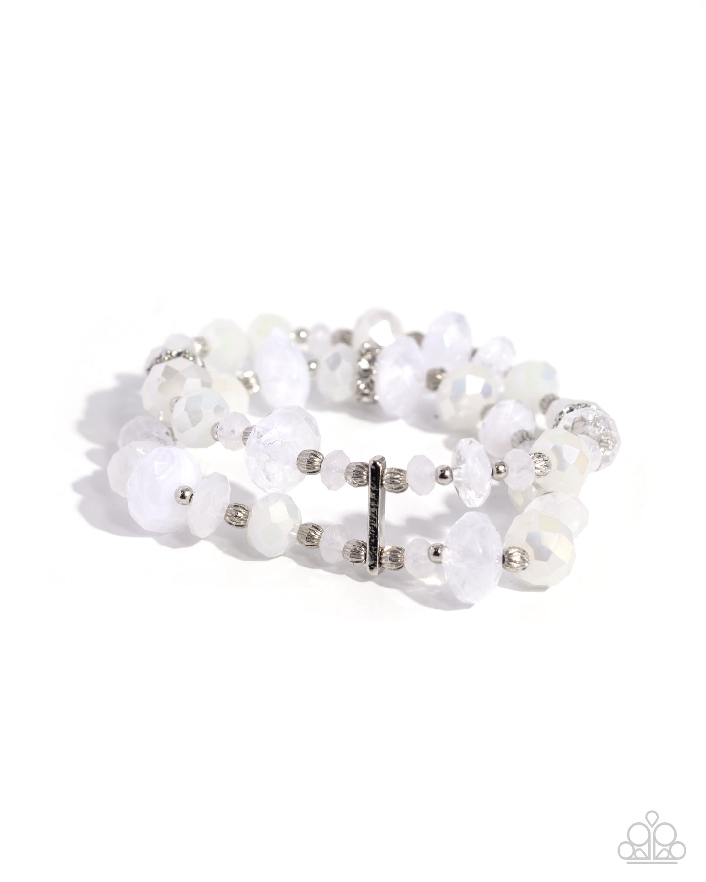 Faceted Fairy Tale - White  ~ Paparazzi Stretch Bracelet