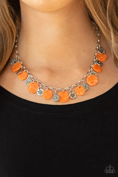 Flower Powered - Orange  ~ Paparazzi Necklace