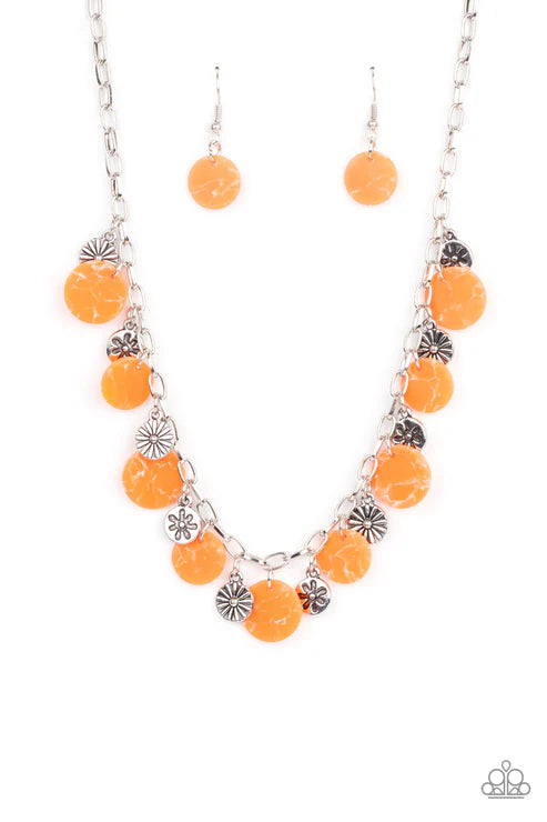 Flower Powered - Orange  ~ Paparazzi Necklace