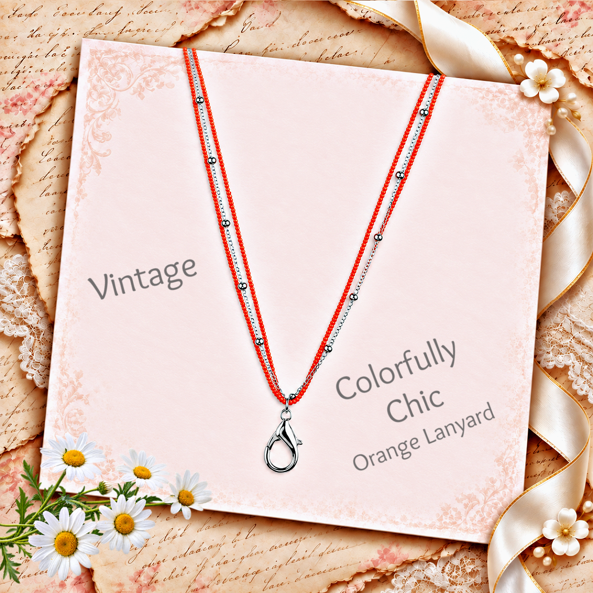 "Colorfully Chic" Orange Lanyard Necklace