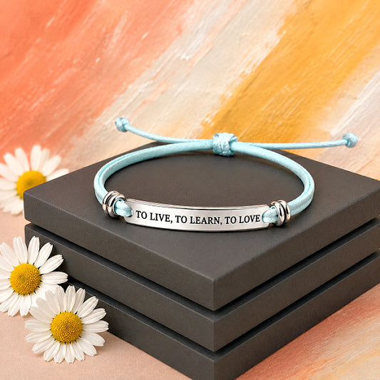 To Live, To Learn, To Love - Blue Bracelet