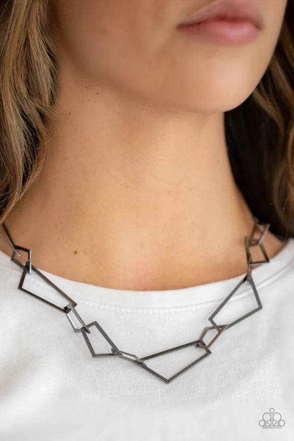 Shattering Records Necklace & Shattered Shine Bracelet " Black Set" ~ Paparazzi Set